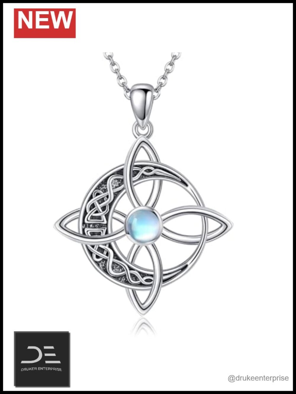 Sterling Silver Witches Knot Pendant Necklace Hypoallergenic Amulet Witch